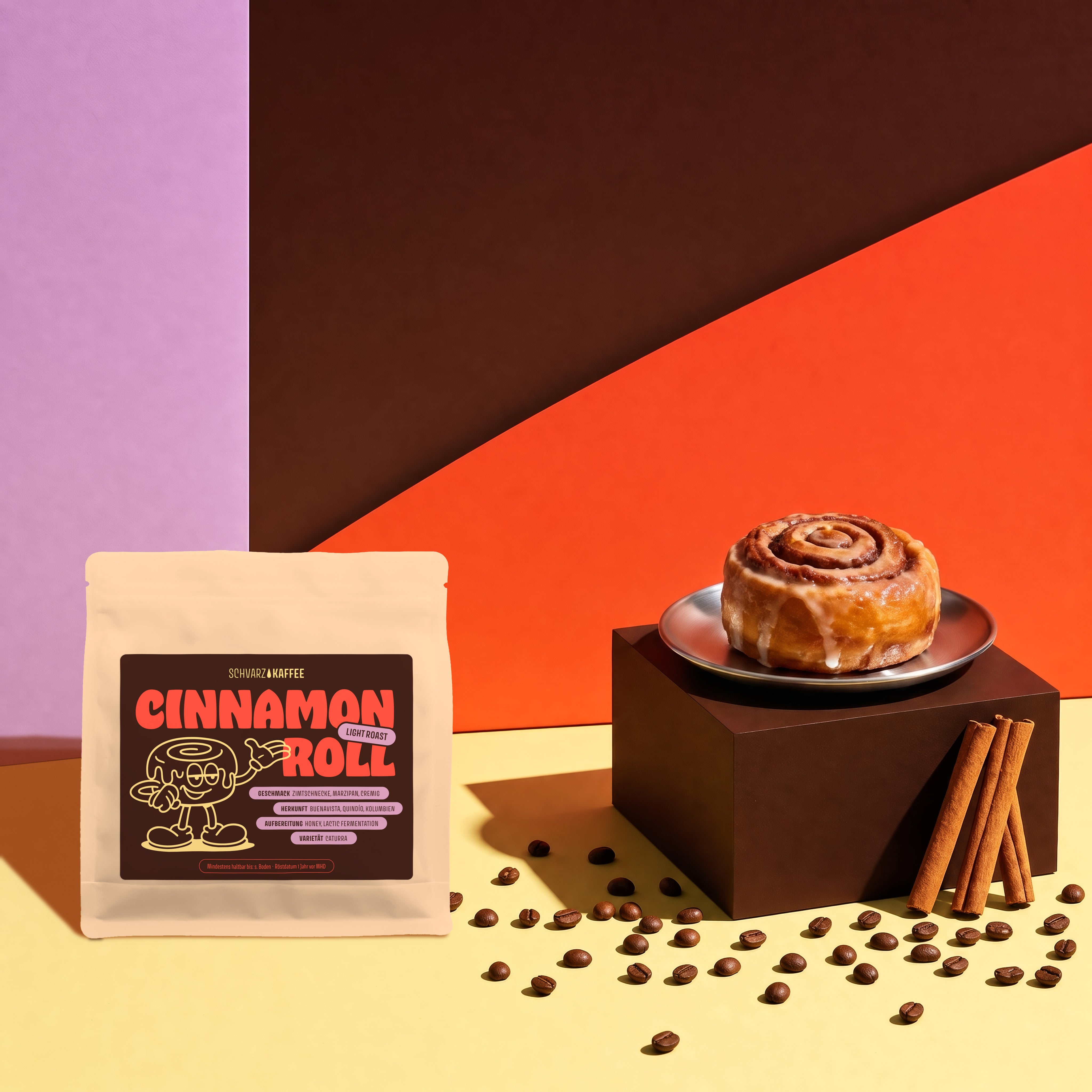Schvarz Cinnamon Roll Filterkaffee Bohnen 250 g süß