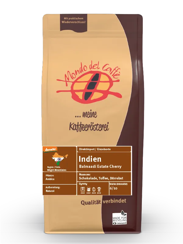 Mondo del Caffè Indien Demeter Kaffee 1 kg ganze Bohne