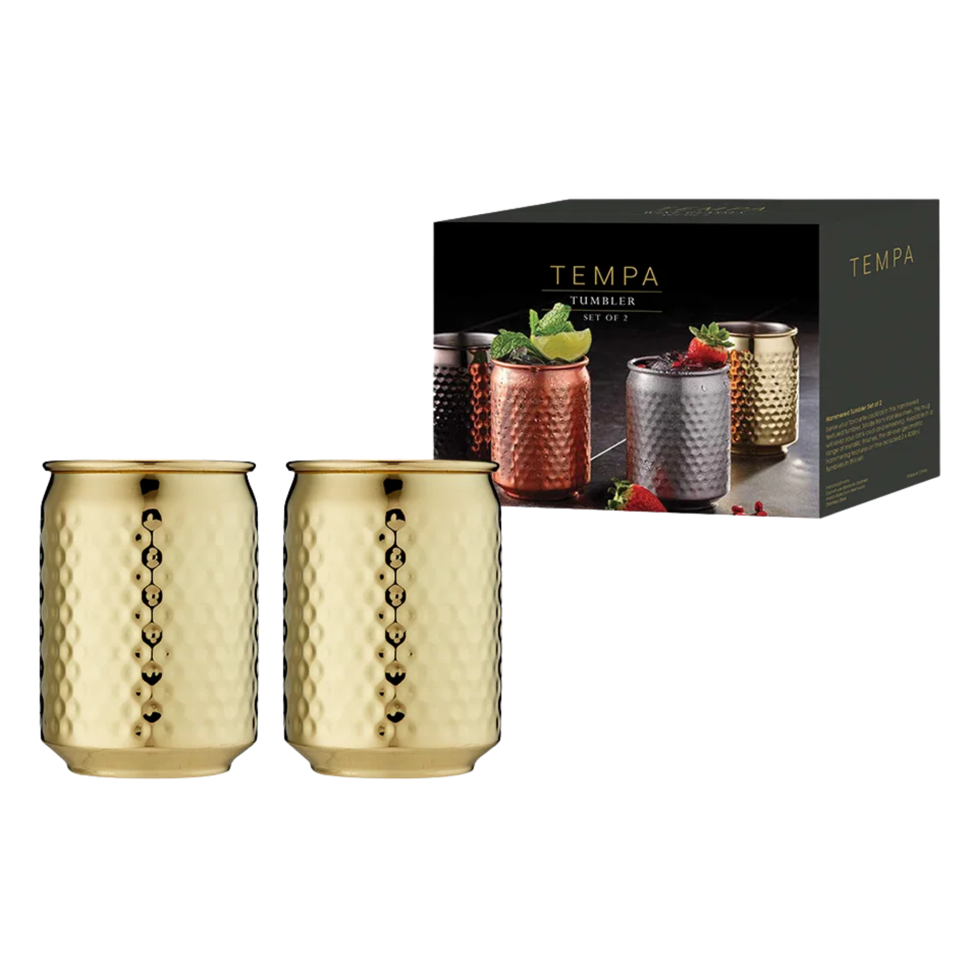 Spencer Hammered Tumbler Edelstahl 400 ml 2er-Set Gold
