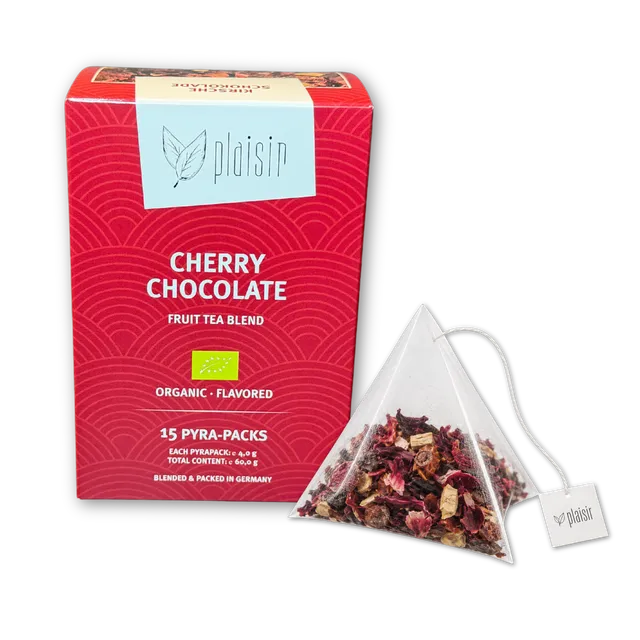 Plaisir Bio Kirsche Schokolade Früchtetee Pyra Pack koffeinfrei