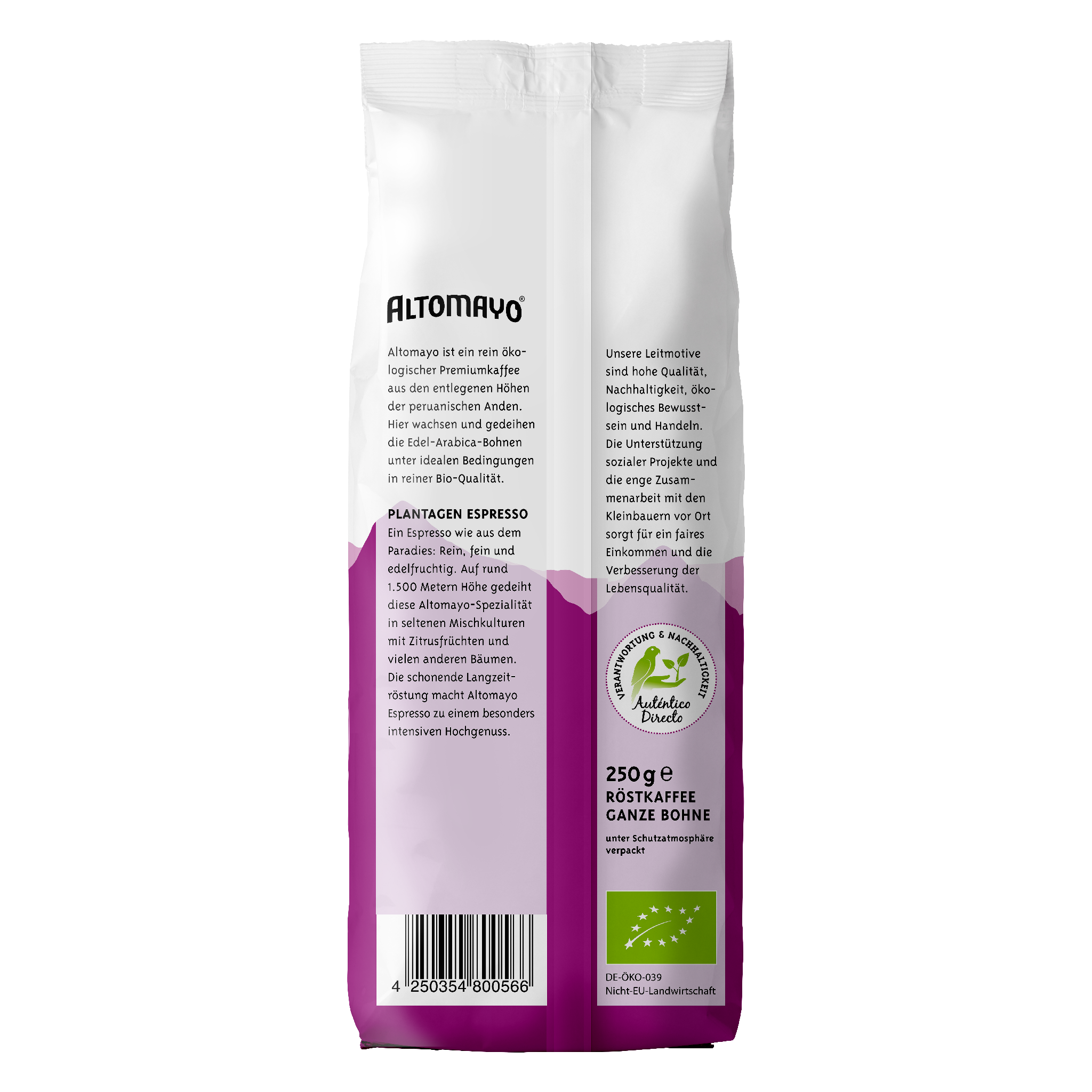 Altomayo Bio Plantagen Espresso Peru Bohnen 250 g