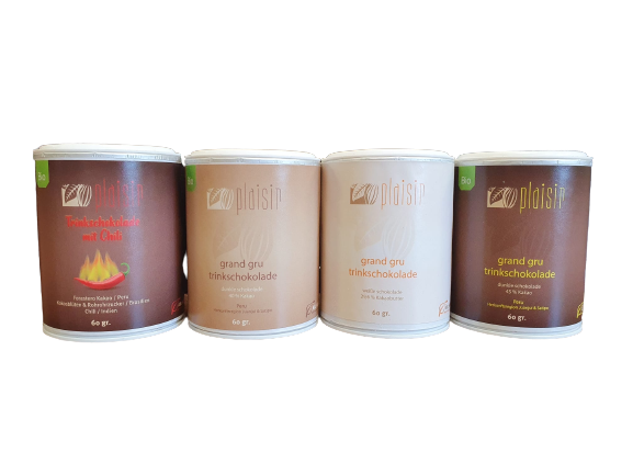 Plaisir Probierset Trinkschokolade Bio 4 x 60 g