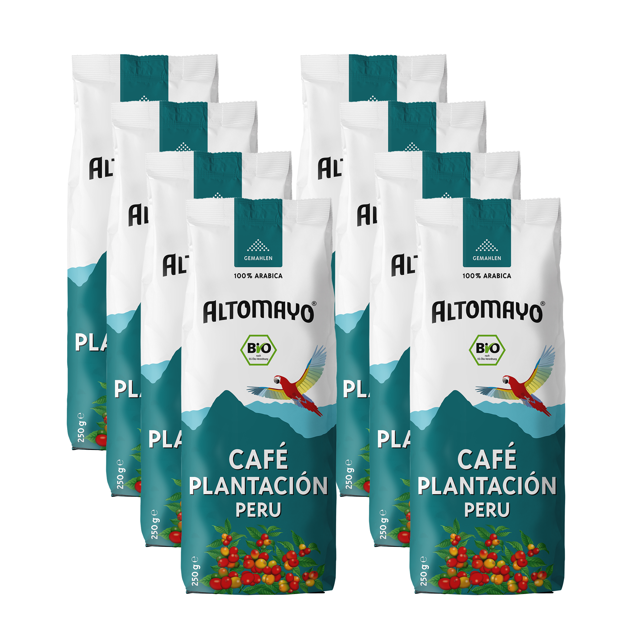 Altomayo Bio-Kaffee Plantación Filterkaffee gemahlen 8 x 250 g