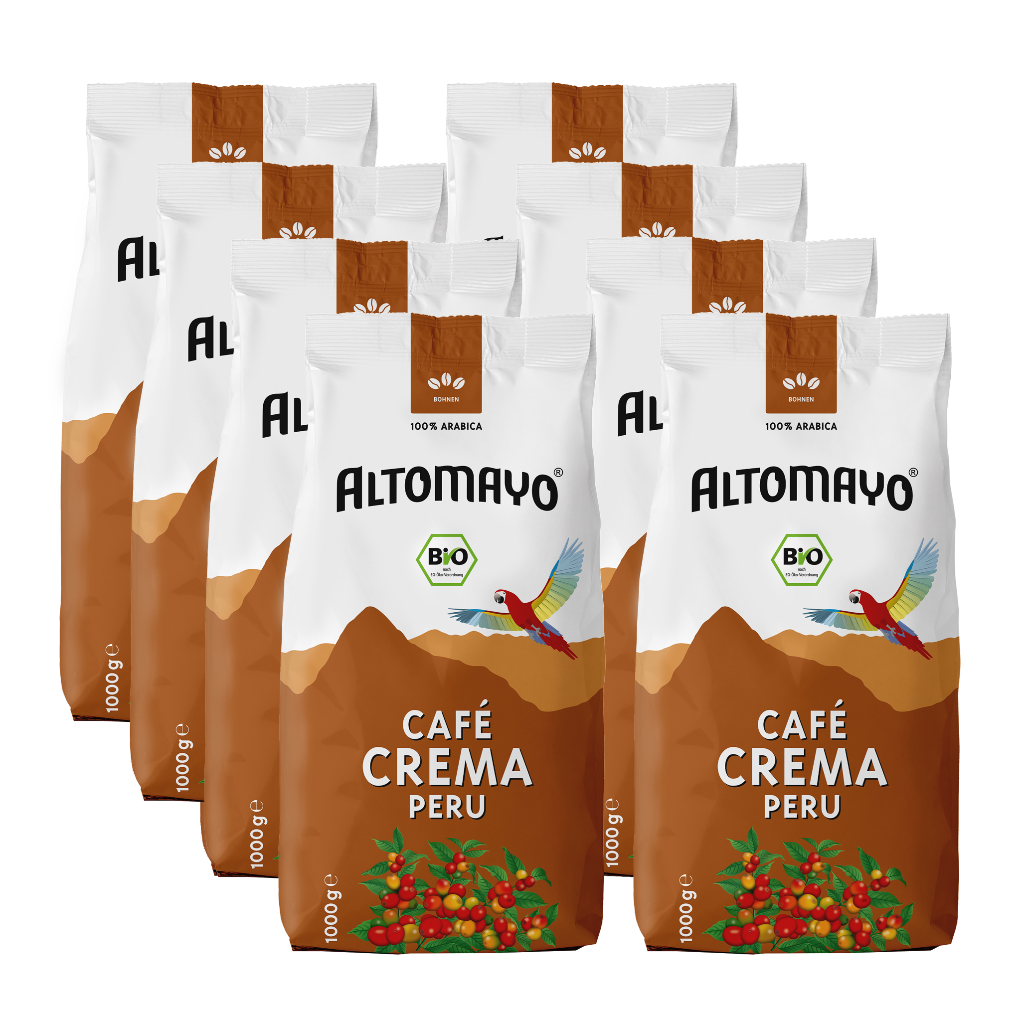Altomayo Bio-Kaffee Café Crema Bohnen 8x1kg mild