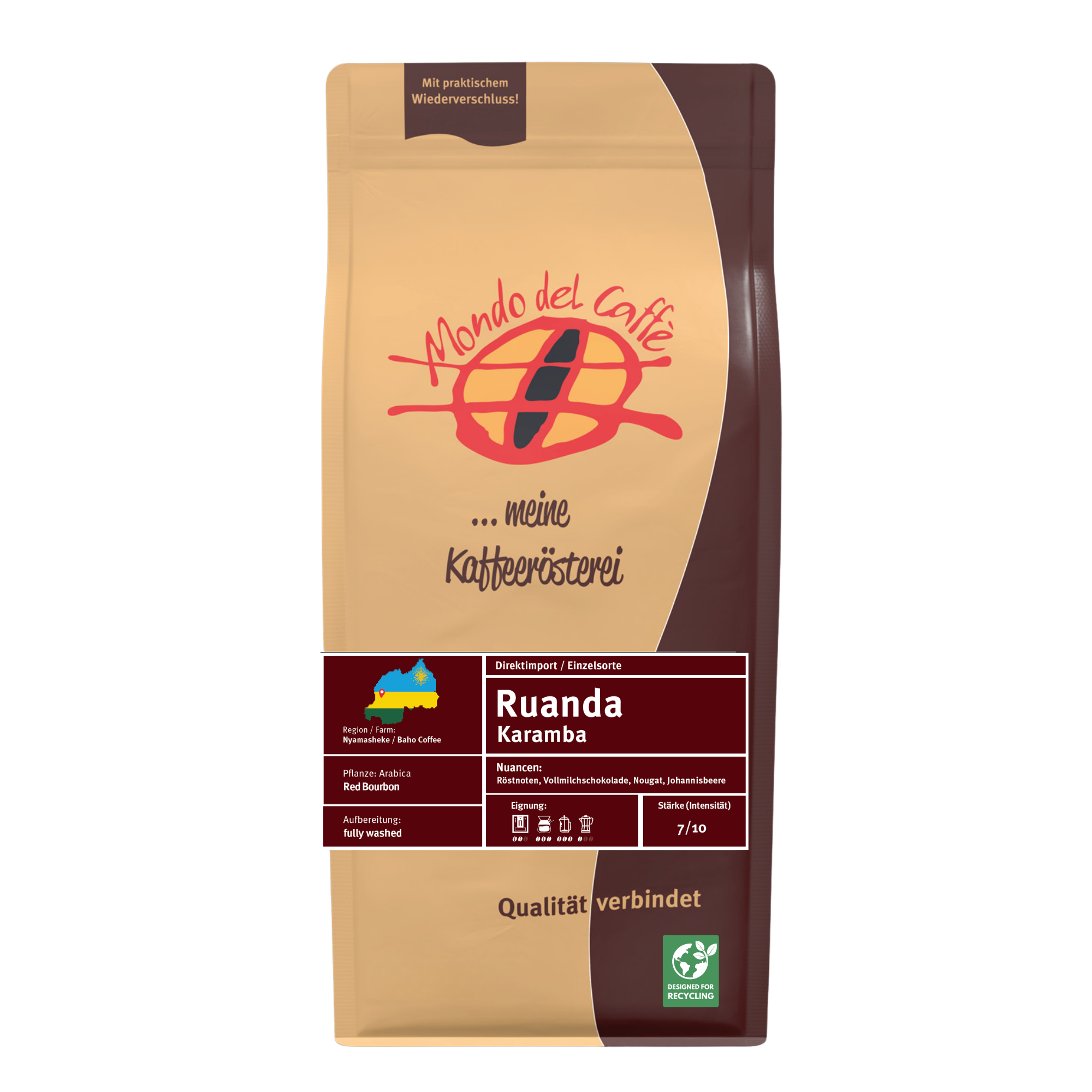 Mondo del Caffè Ruanda Kaffee 1 kg ganze Bohnen