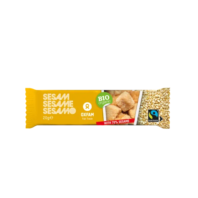 Oxfam Bio Sesam Riegel Fairtrade Snack 70% Sesam einzeln verpackt