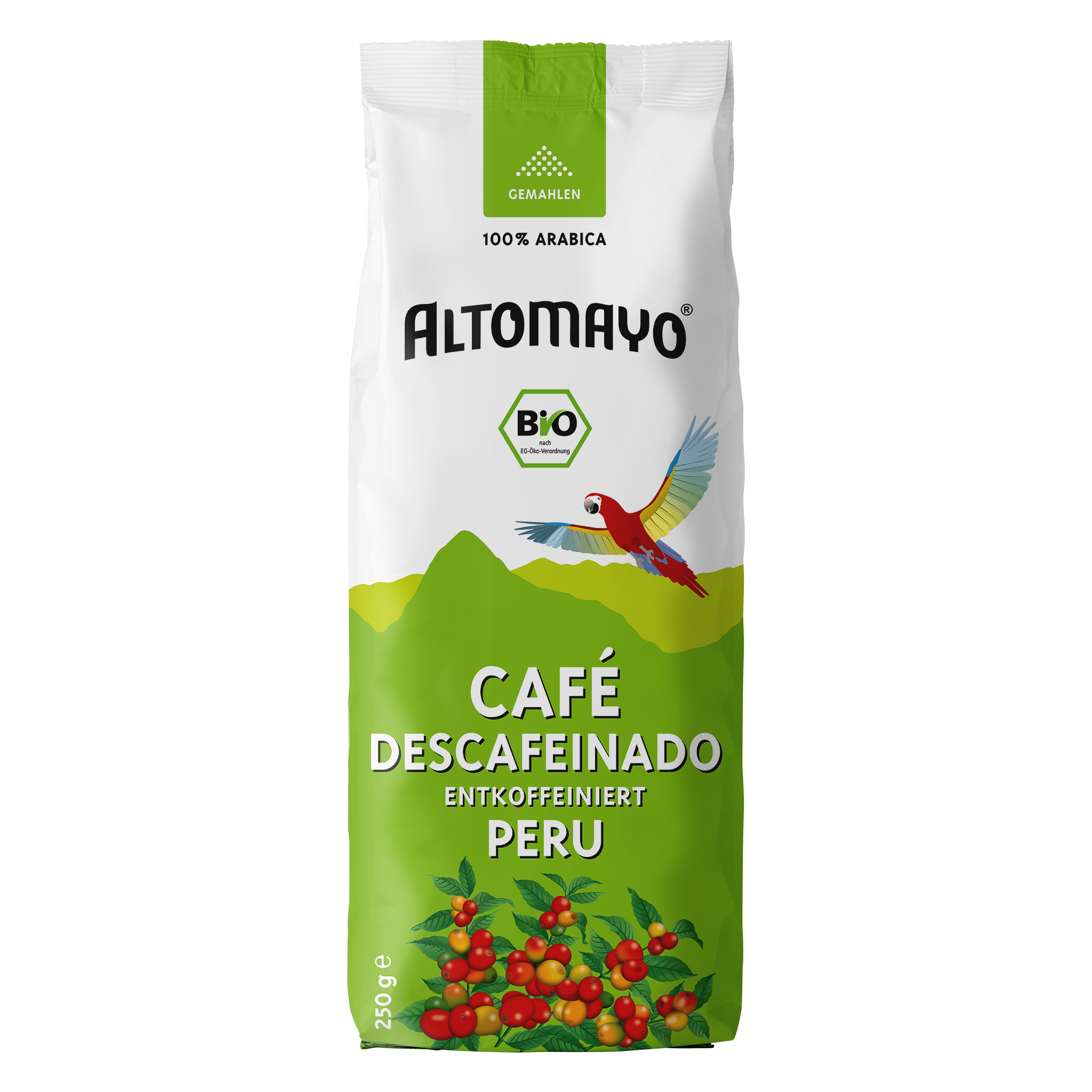 Altomayo Bio-Entkoffeiniert Descafeinado Kaffee gemahlen 250 g koffeinfrei