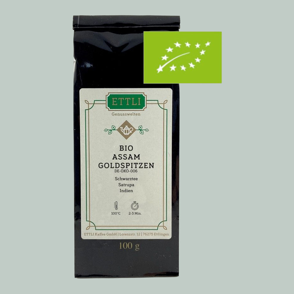 ETTLI Schwarztee Bio Assam Goldspitze Tee 100 g malzig