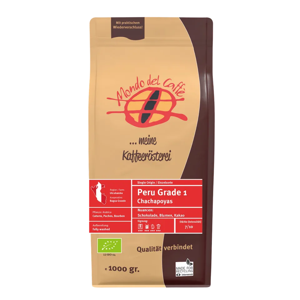 Mondo del Caffè Peru Bio Kaffee 1 kg ganze Bohne mild