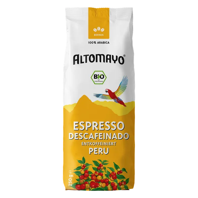 Altomayo Bio-Entkoffeiniert Espresso Bohnen 250g mild