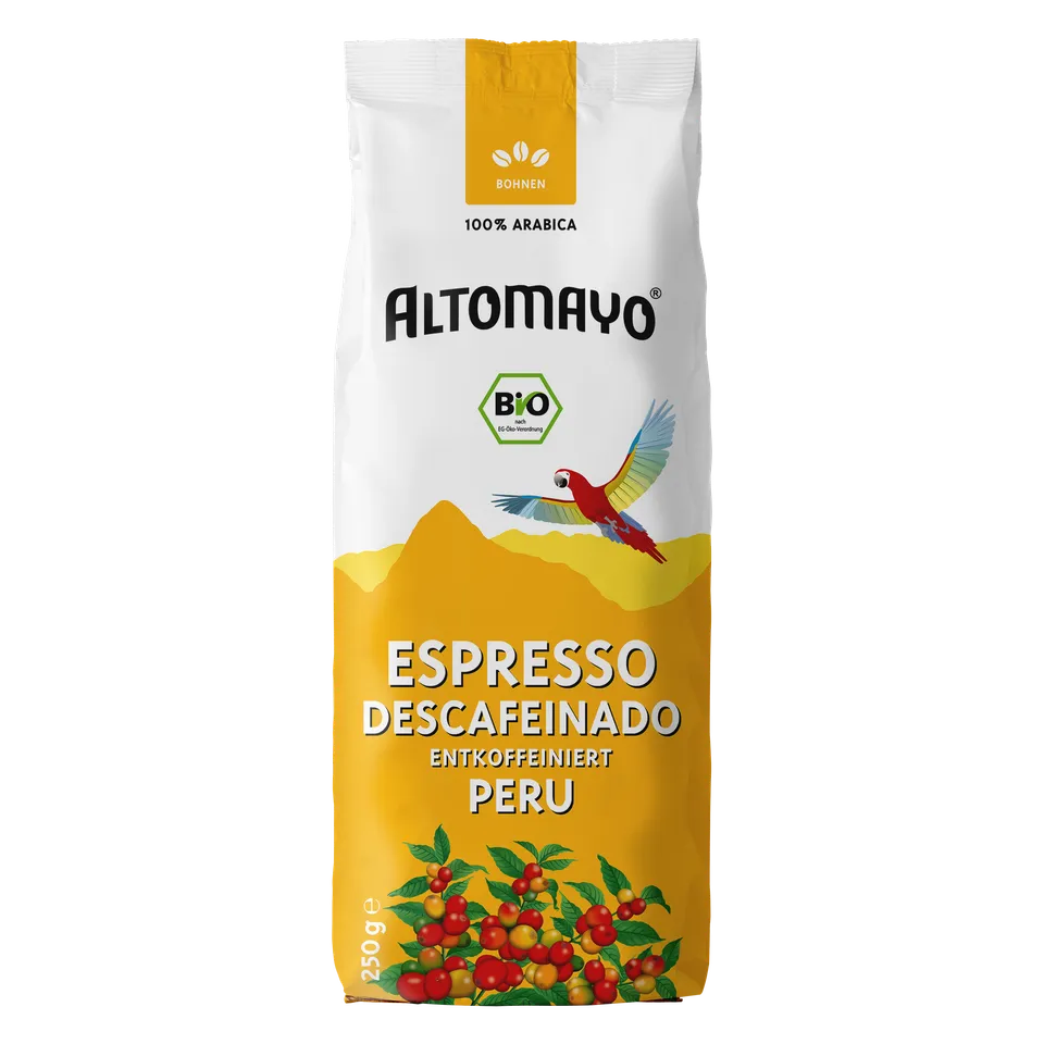 Altomayo Bio-Entkoffeiniert Espresso Bohnen 250g mild