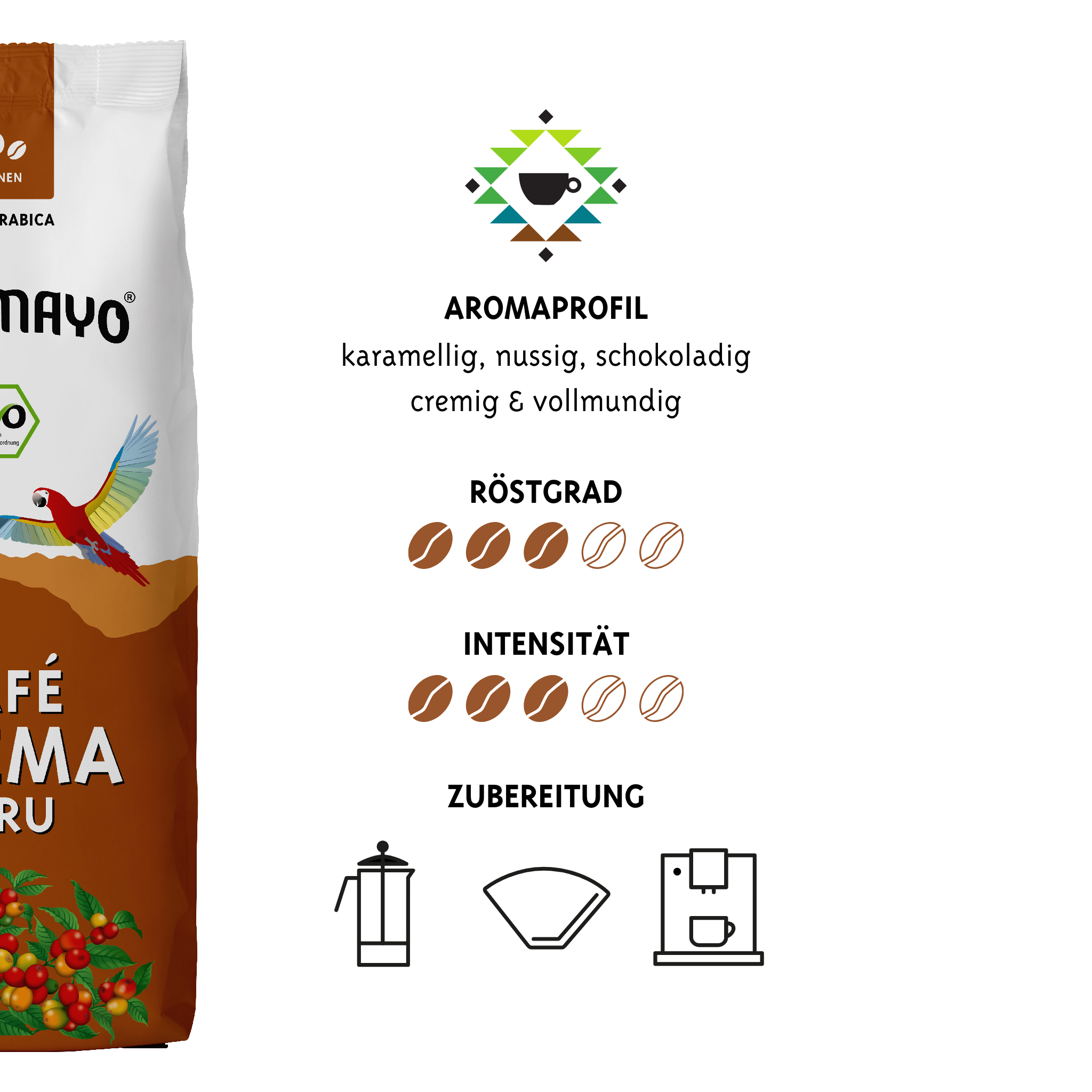 Altomayo Bio-Kaffee Café Crema Bohnen 250g mild