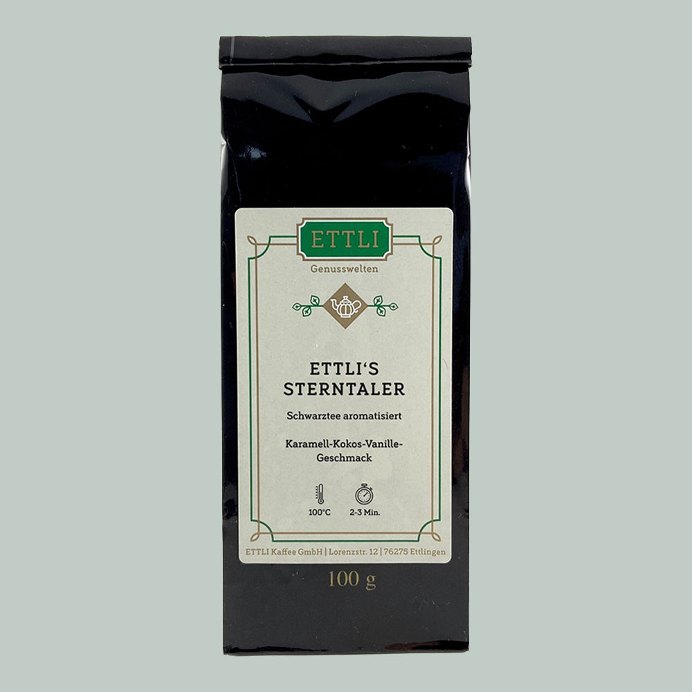 ETTLI Schwarztee Sterntaler aromatisiert Tee 100 g Karamell-Kokos