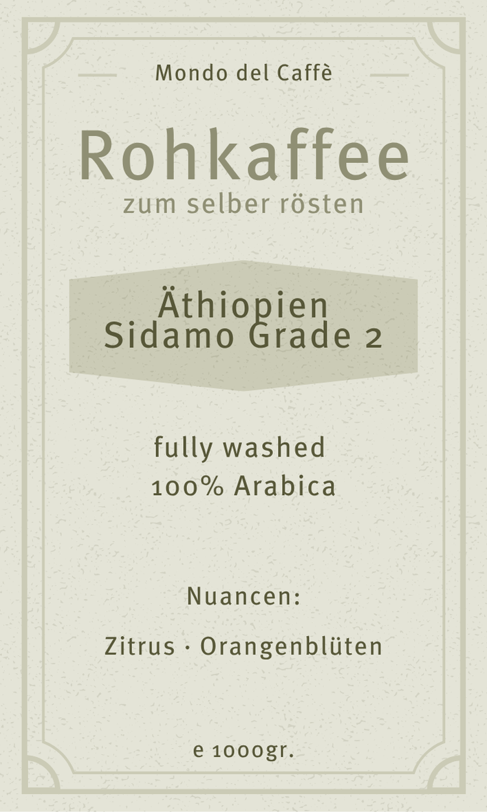 Äthiopien Sidamo Grade 2 Rohkaffee Arabica Washed