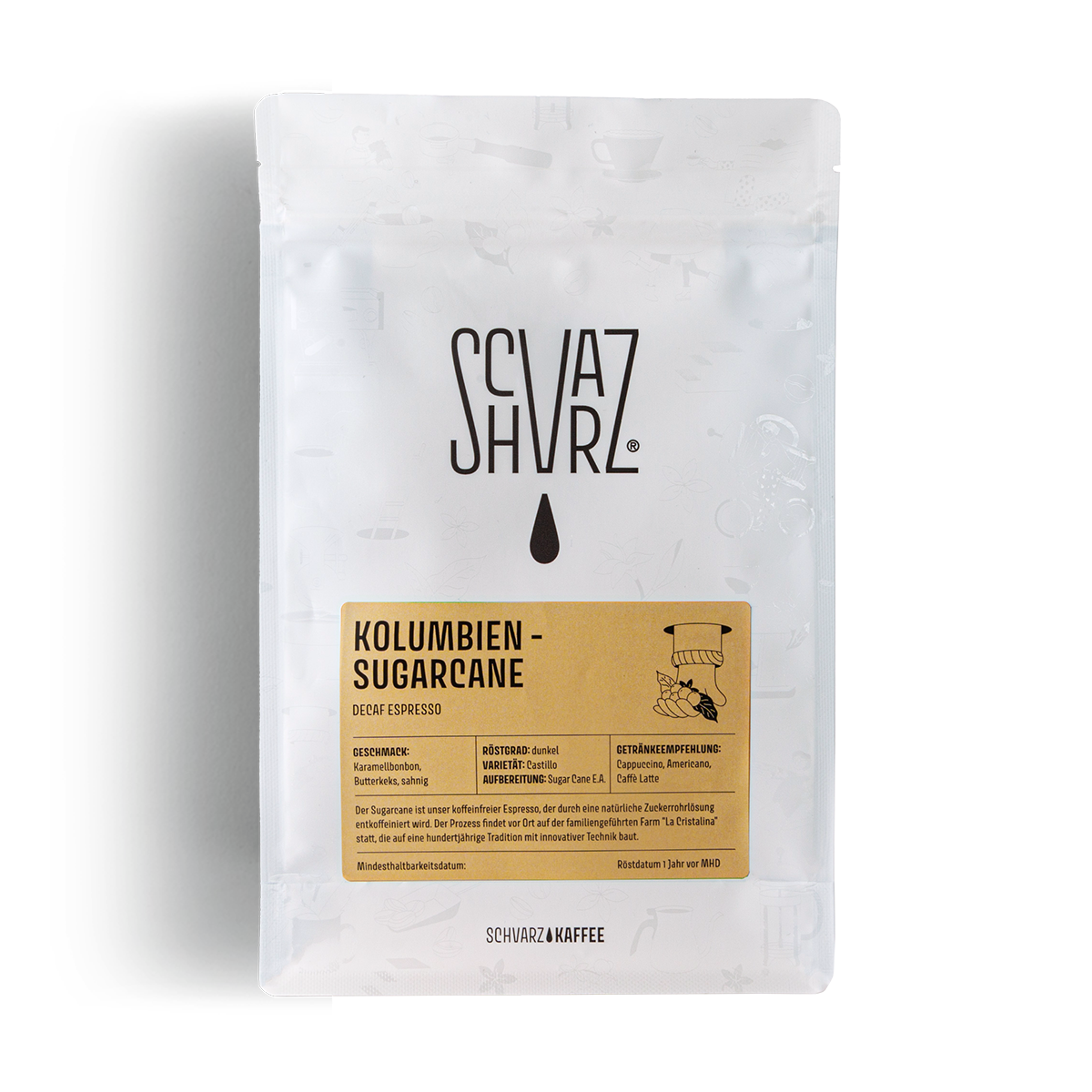 Schvarz Espresso Kolumbien Decaf Espresso Ganze Bohne 350g dunkel