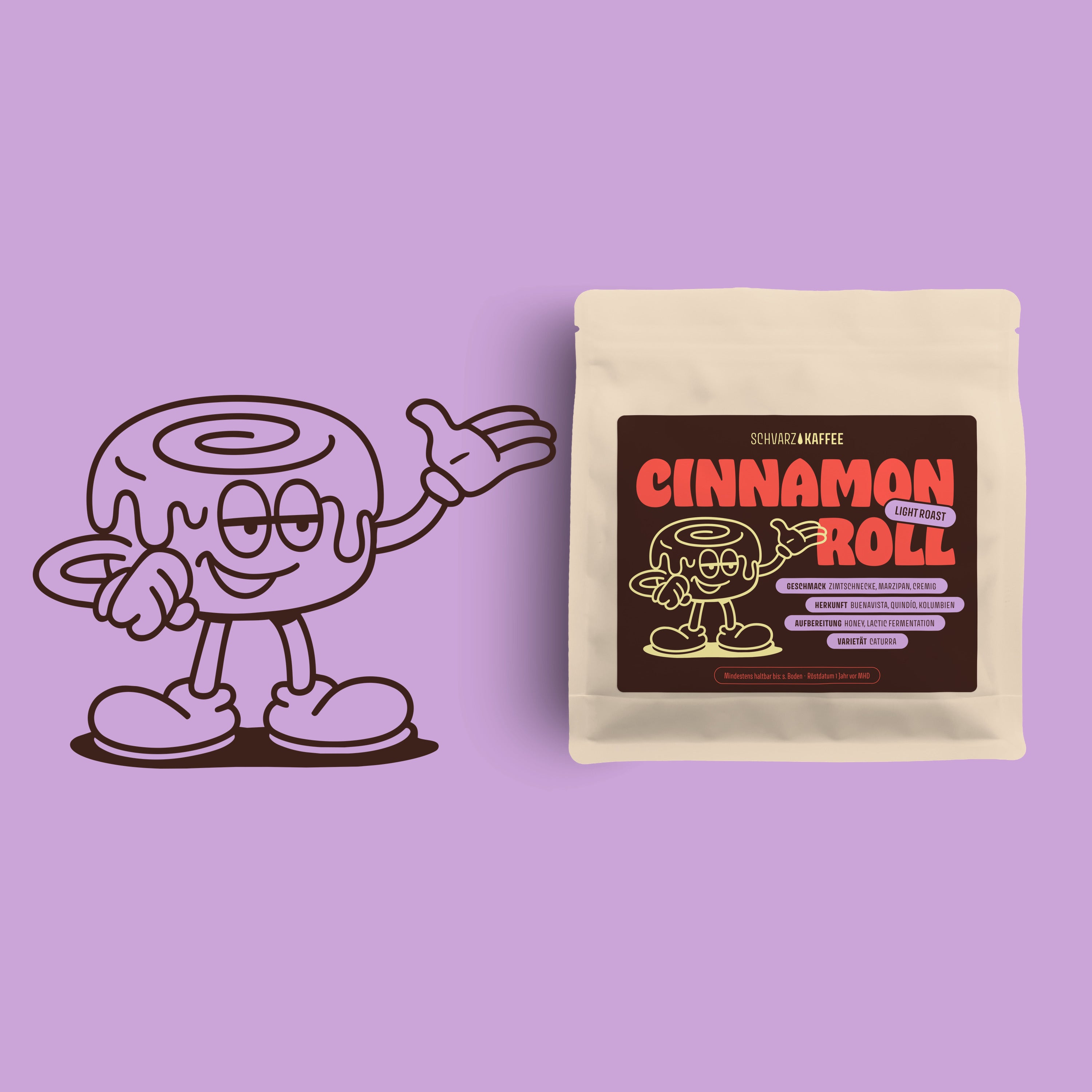 Schvarz Cinnamon Roll Filterkaffee Bohnen 250 g süß