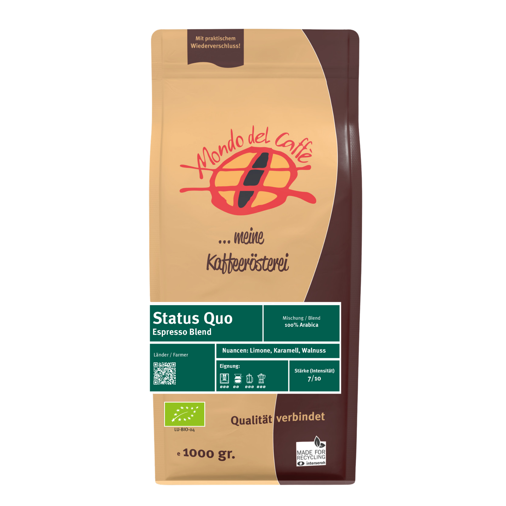 Status Quo Bio Espresso 100% Arabica 350 g Bohne