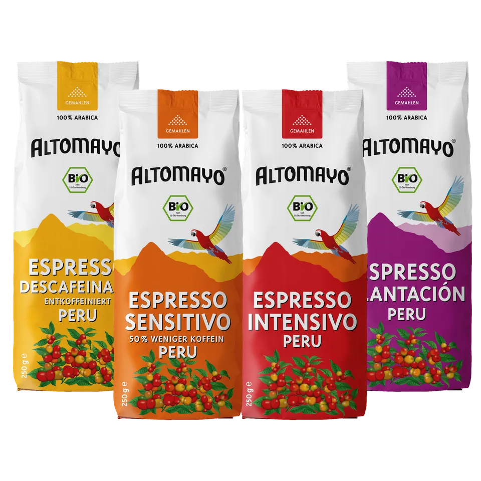 Altomayo Probierset Espresso gemahlen 4x250g klassisch koffeinfrei