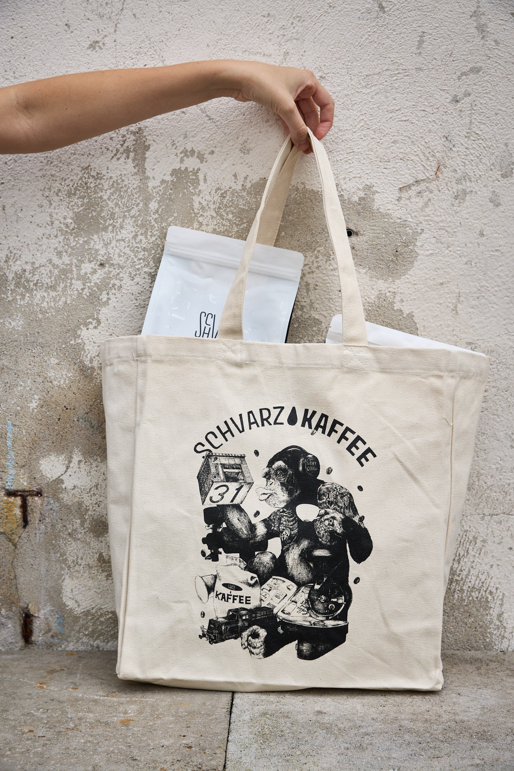 Schvarz Totebag Stoffbeutel Organic Cotton BOB Design