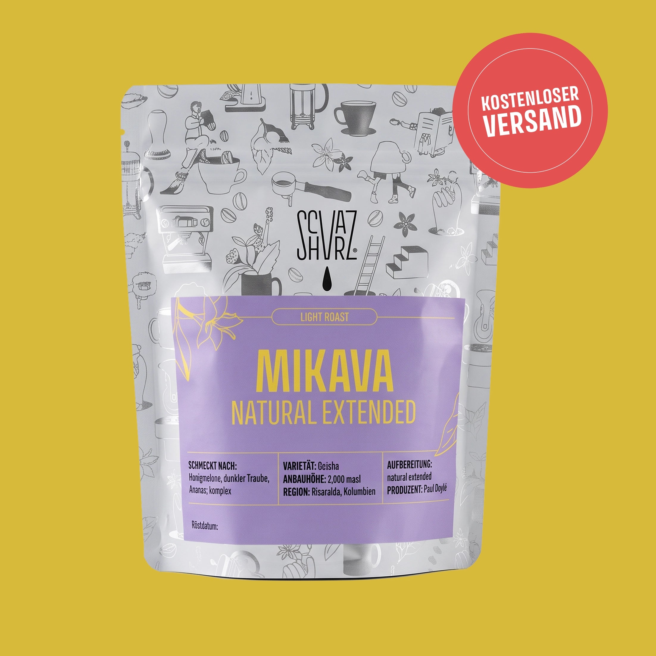 Schvarz Filter Kolumbien Mikava Geisha Filterkaffee Ganze Bohne 2x100g