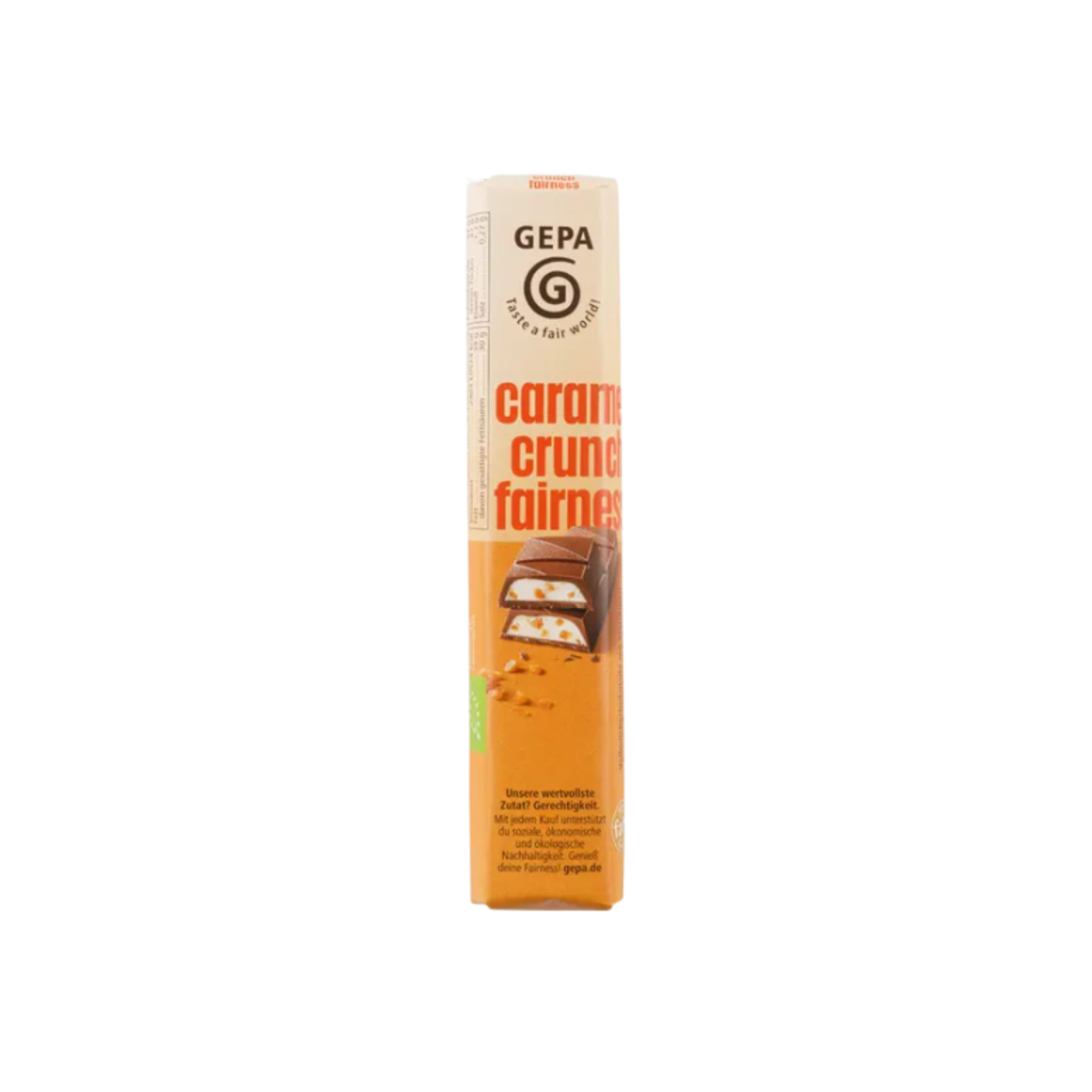 Gepa Bio Riegel Caramel Crunch Vollmilchschokolade Stück