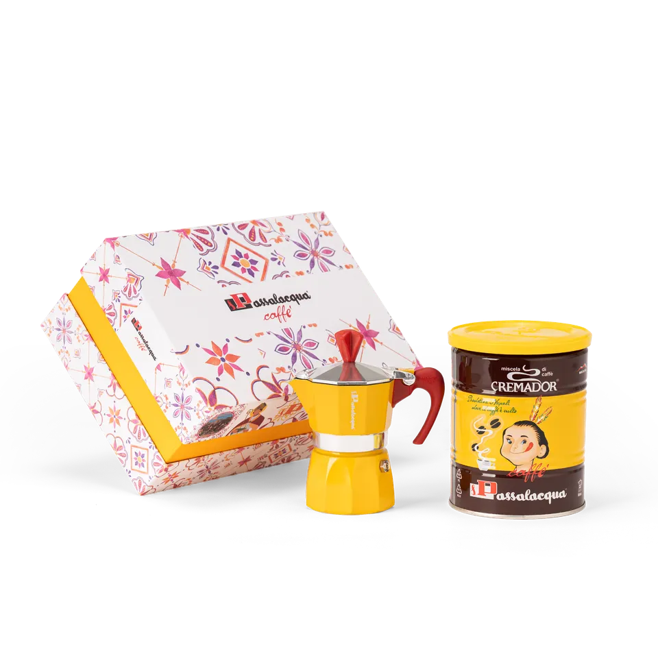 Passalacqua Cremador Geschenkbox Moka + Kaffee gemahlen 250g