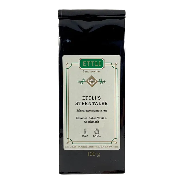 ETTLI Schwarztee Sterntaler aromatisiert Tee 100 g Karamell-Kokos