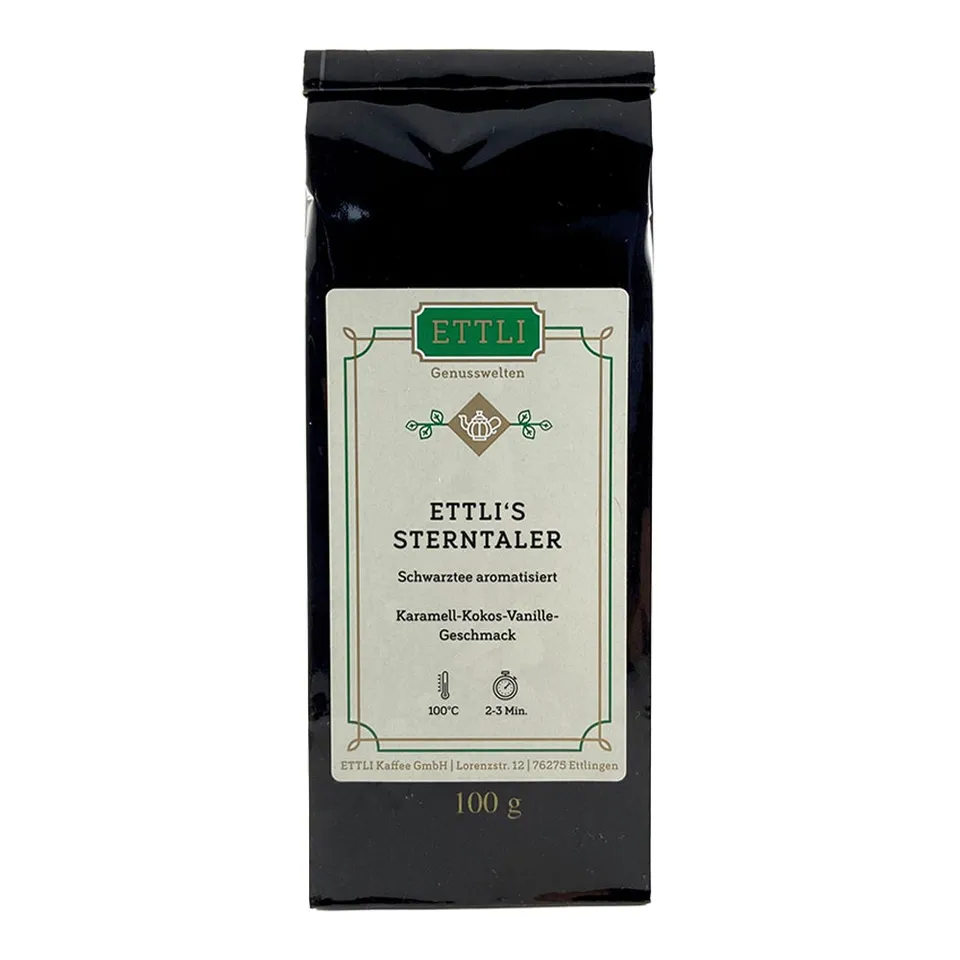 ETTLI Schwarztee Sterntaler aromatisiert Tee 100 g Karamell-Kokos