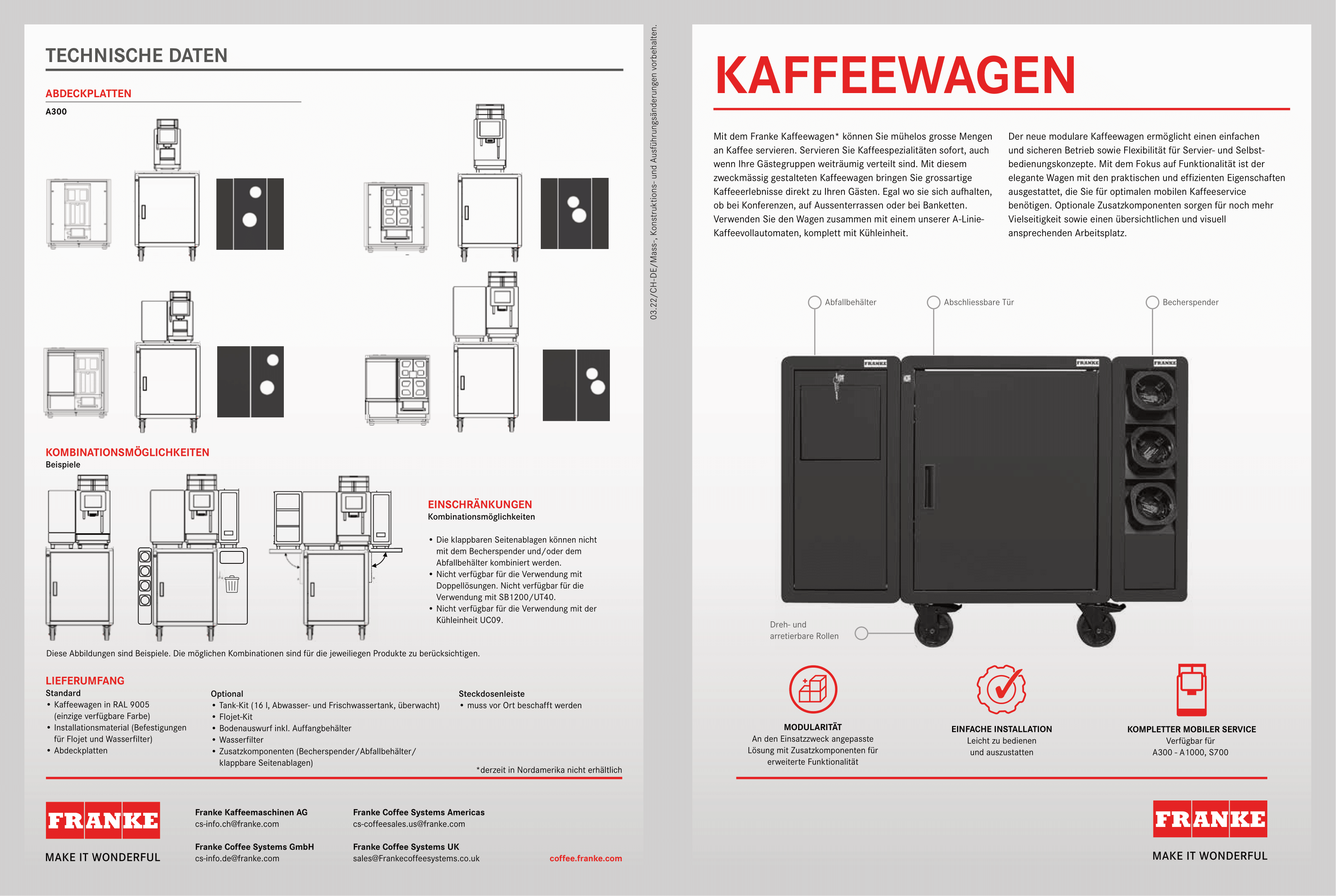 Franke Kaffeewagen mobiler Servierwagen Gastronomie 150 kg