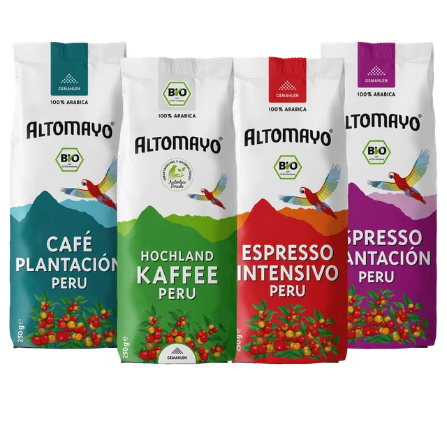 Altomayo Probierset Espresso Filterkaffee 250 g gemahlen