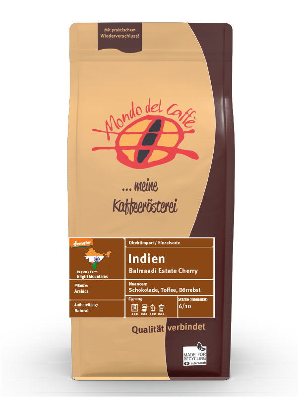 Mondo del Caffè Indien Demeter Kaffee 1 kg ganze Bohne