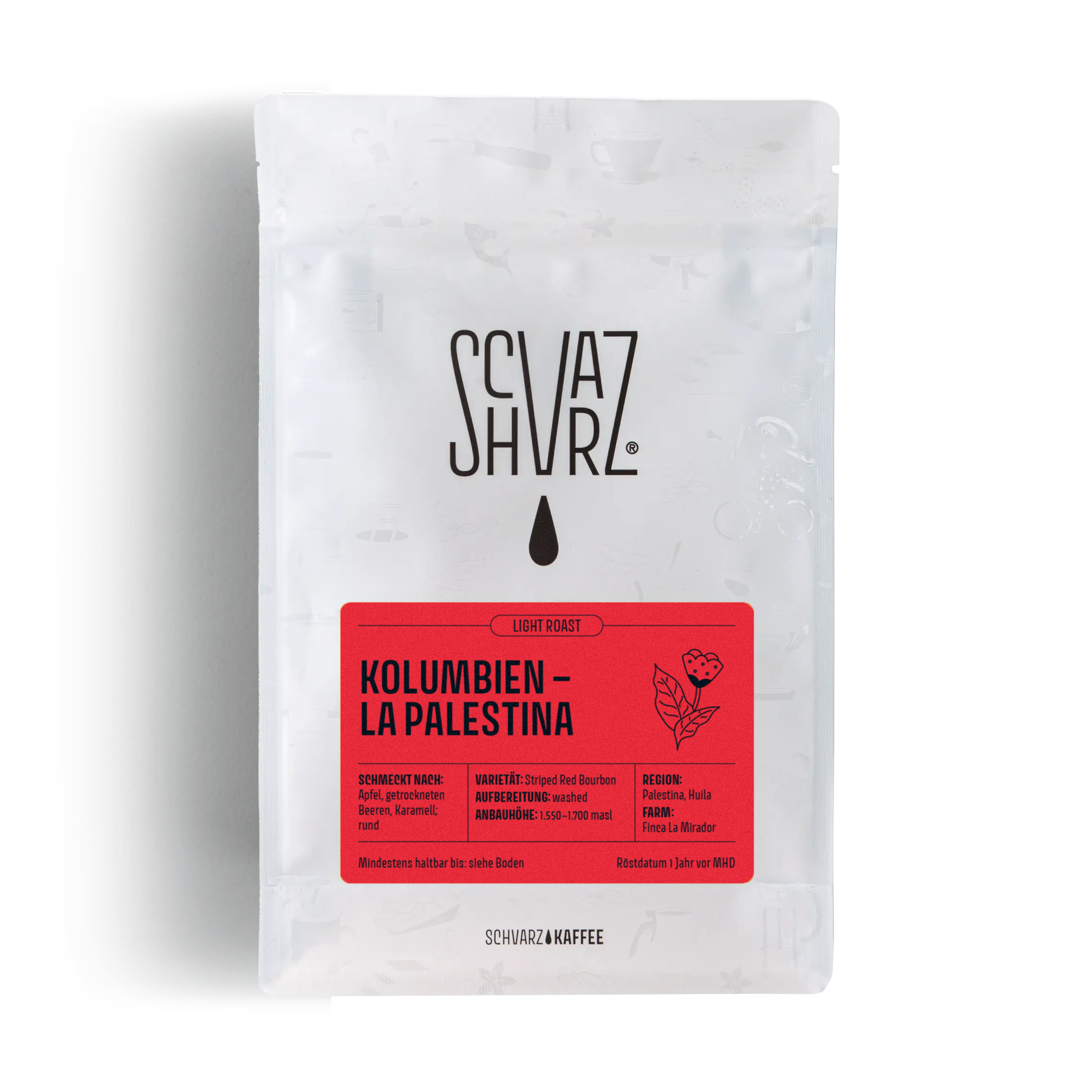 Schvarz Kolumbien La Palestina Filterkaffee Bohnen 250 g fruchtig