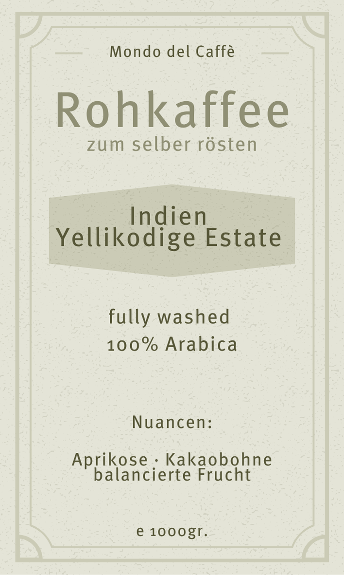 Mondo del Caffè Yellikodige Estate Rohkaffee Arabica Bio