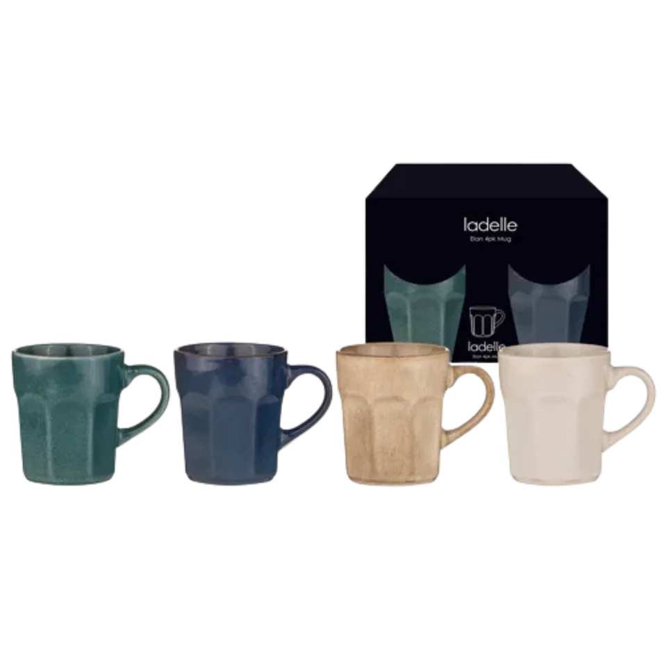 Ladelle Elan Henkelbecher Steingut 4er-Set Cappuccino