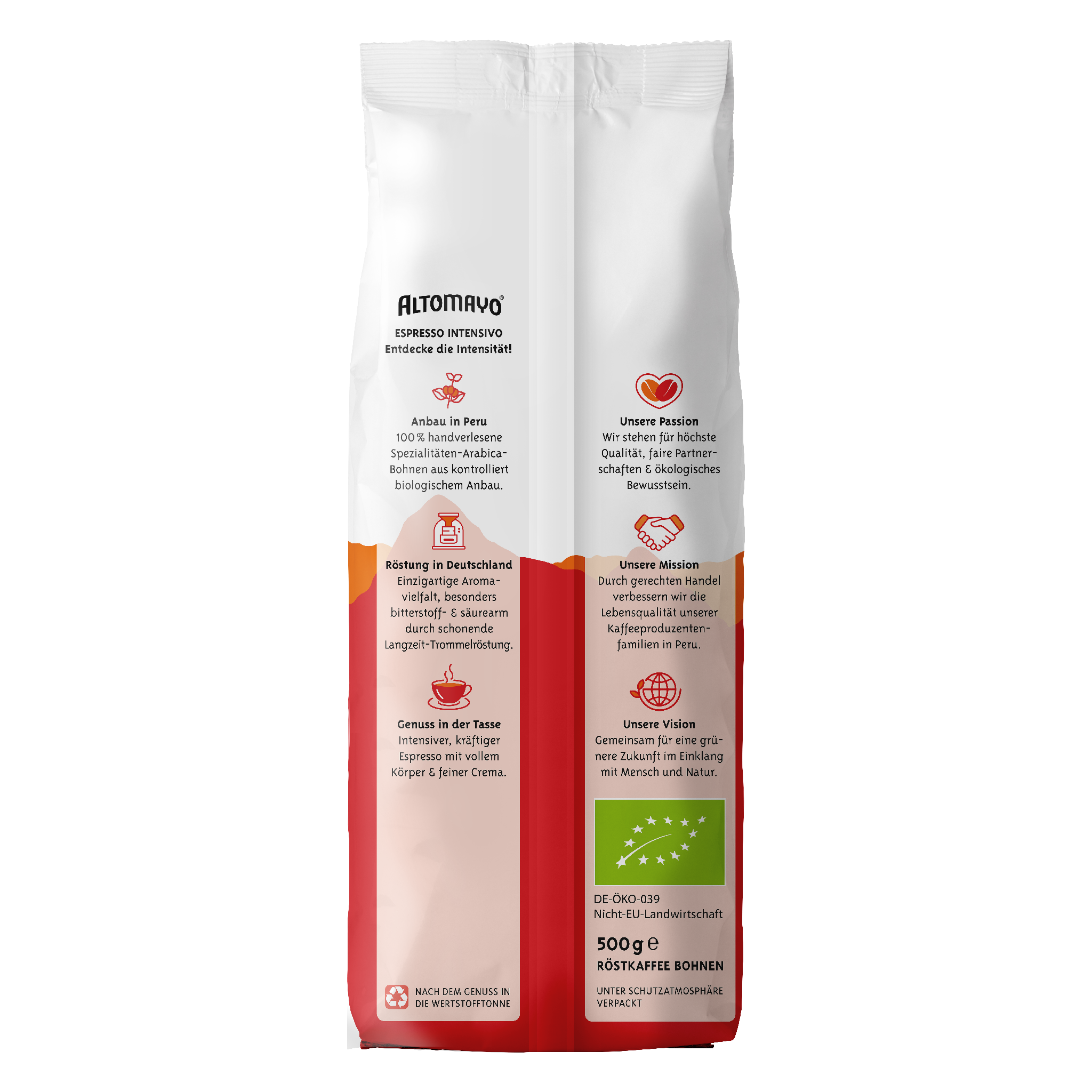 Altomayo Bio-Espresso Intensivo Peru Bohnen 500 g intensiv