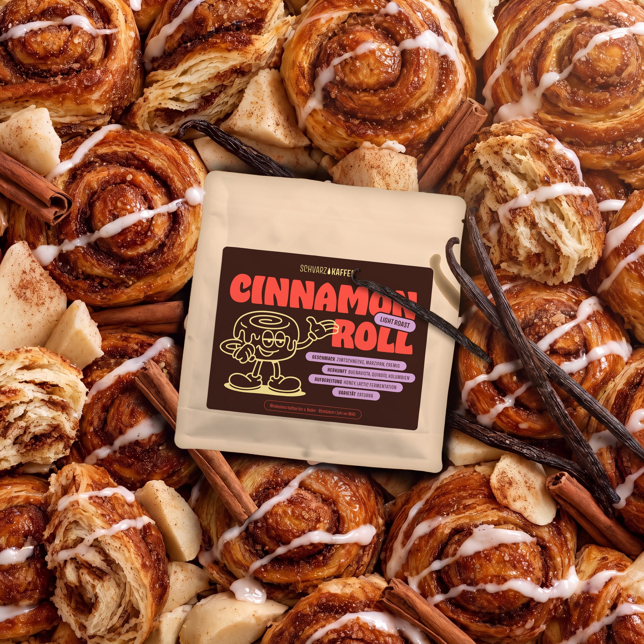 Schvarz Cinnamon Roll Filterkaffee Bohnen 250 g süß