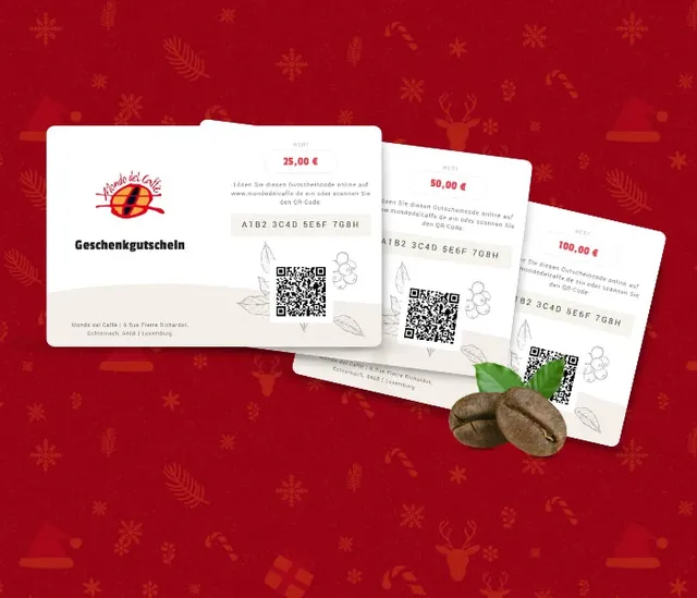 Mondo del Caffè Wertgutschein Code 5-120 EUR Geschenk