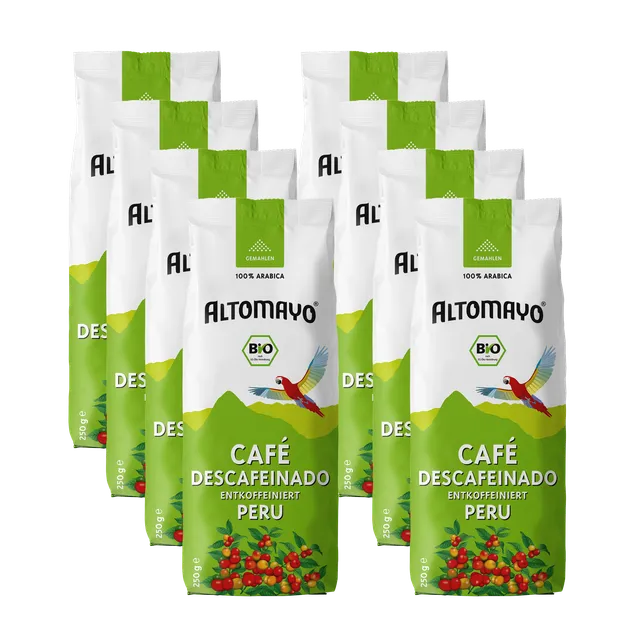 Altomayo Bio-Entkoffeiniert Descafeinado Kaffee gemahlen 8 x 250 g