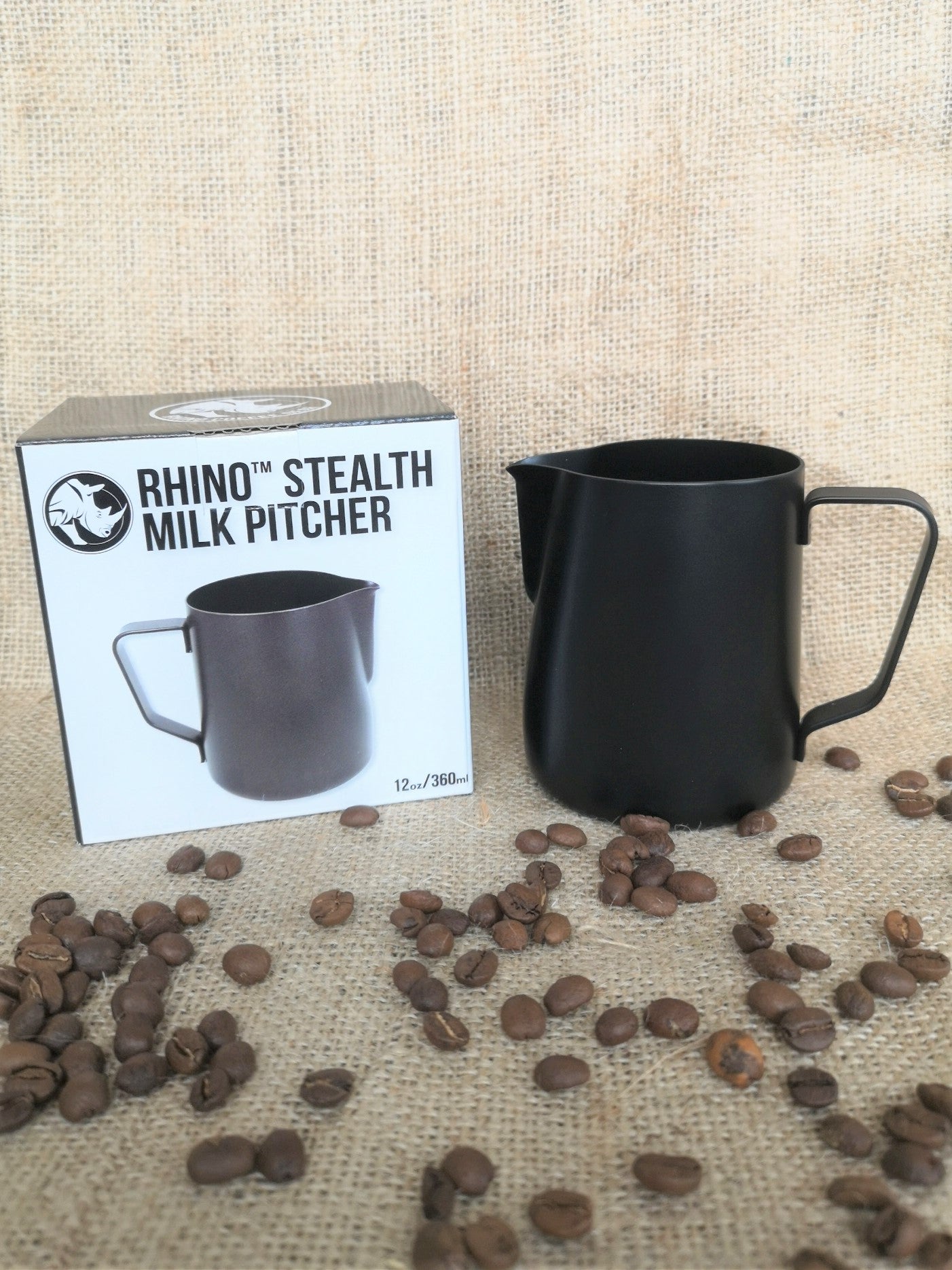 Caligo Rhino Stealth Milchkännchen schwarz 360ml Edelstahl