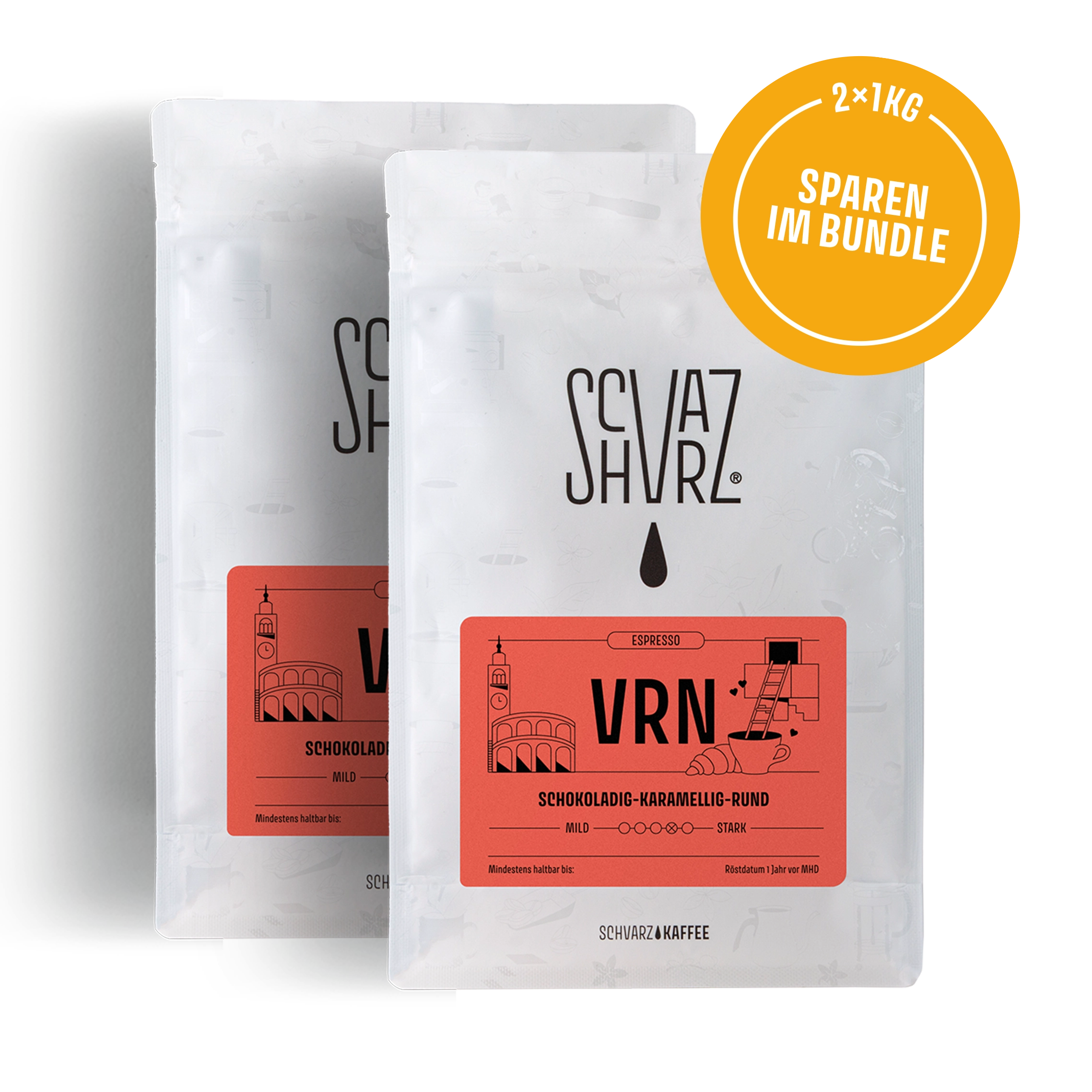 Schvarz VRN 80/20 Espresso ganze Bohnen 1 kg schokoladig