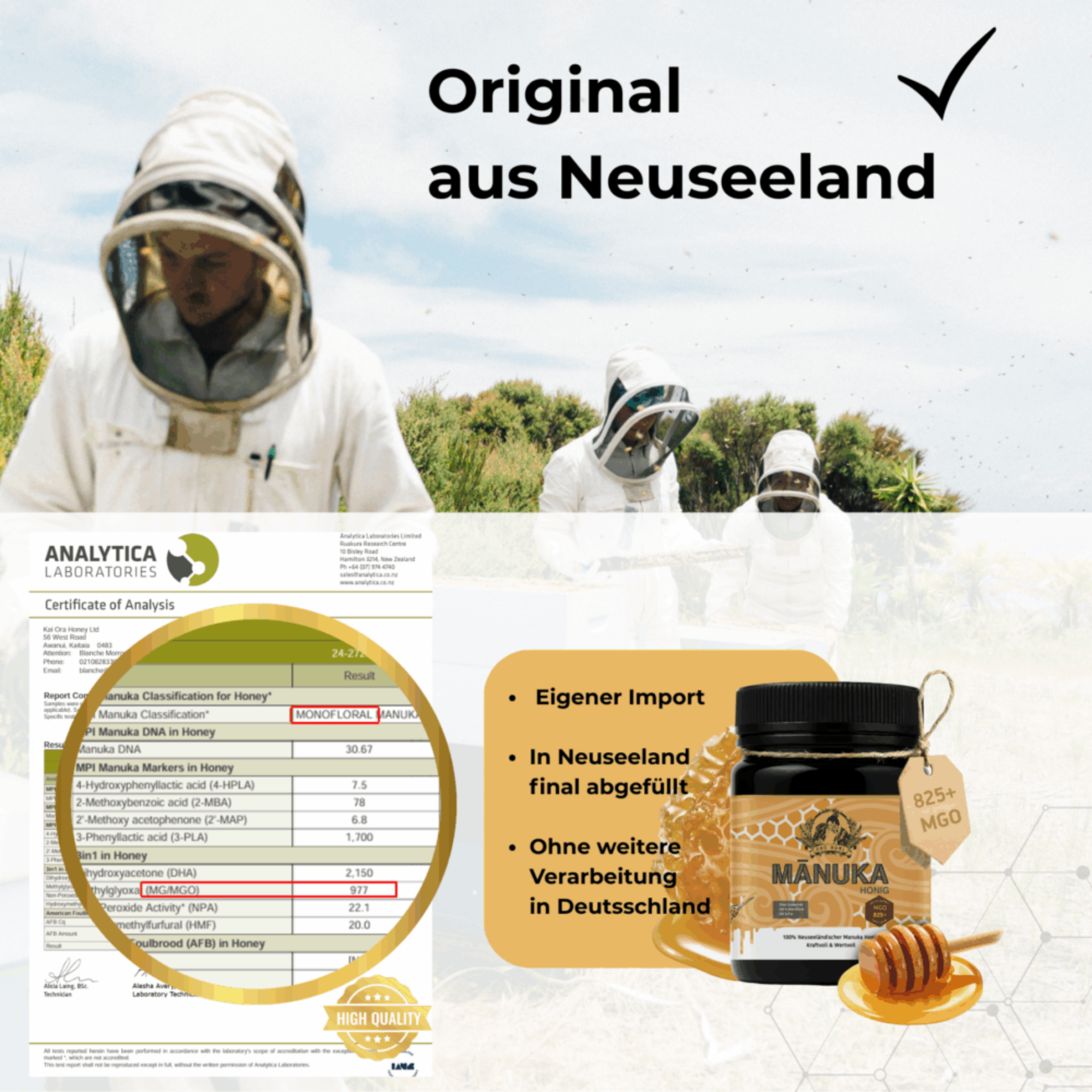 Mondo del Caffè Feinkost Manuka-Honig MGO 1000+ Glas roh