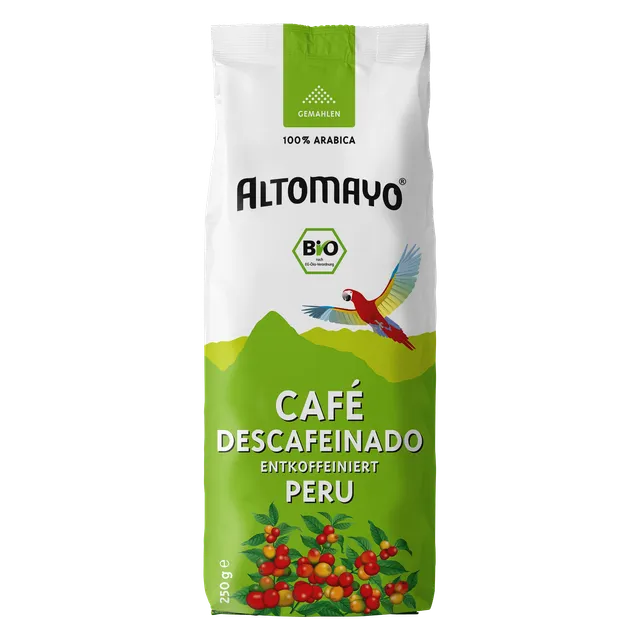 Altomayo Bio-Entkoffeiniert Descafeinado Kaffee gemahlen 250 g koffeinfrei