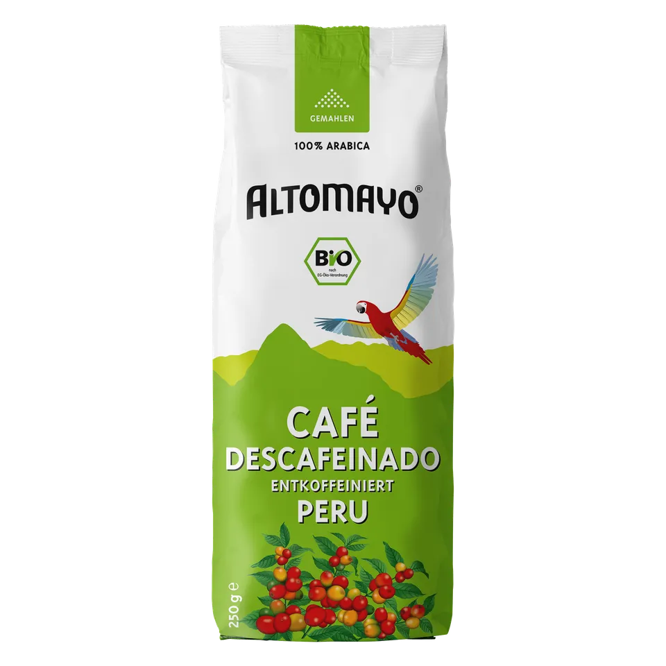 Altomayo Bio-Entkoffeiniert Descafeinado Kaffee gemahlen 250 g koffeinfrei