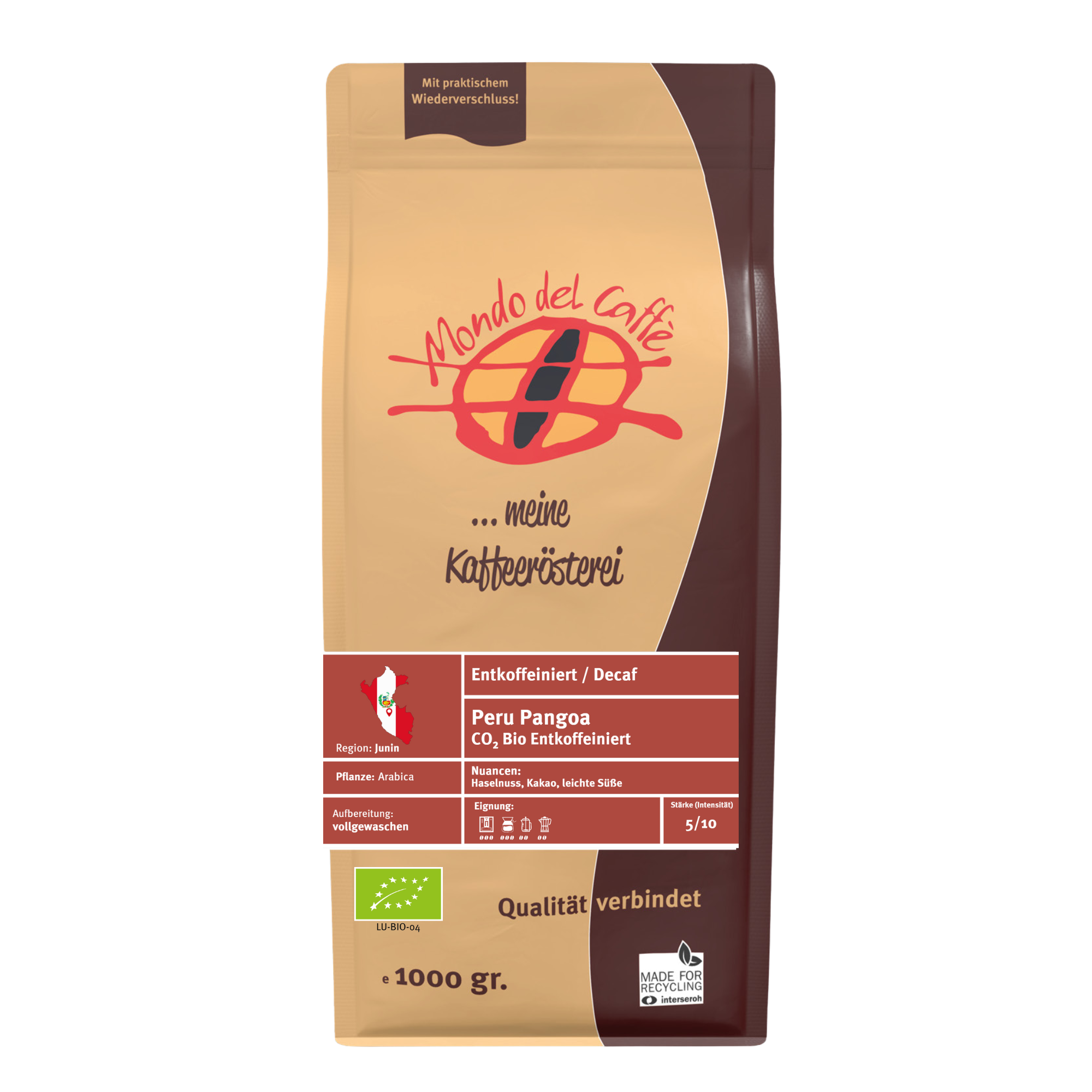 Mondo del Caffè Peru Pangoa Kaffee entkoffeiniert 350 g