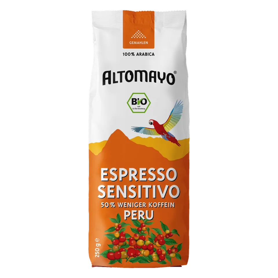 Altomayo Bio-Entkoffeiniert Sensitivo Espresso gemahlen 250 g