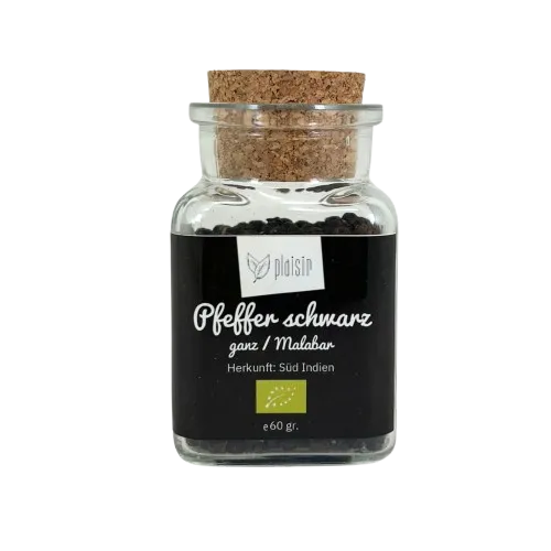 Mondo Pfeffer Malabar schwarz Bio Glasdose Kork Gewürz