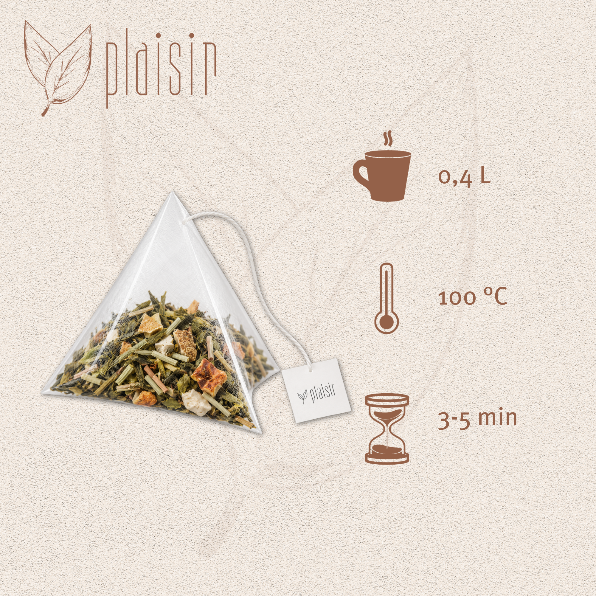 Plaisir Bio Sencha frische Zitrus Tee 15 Pyra Packs
