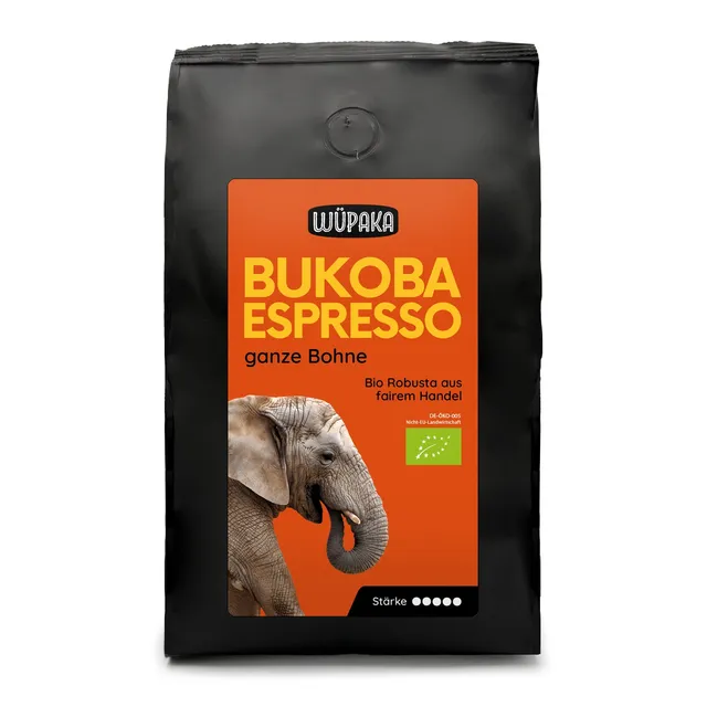 WÜPAKA Bukoba Espresso ganze Bohnen 500g bio kräftig