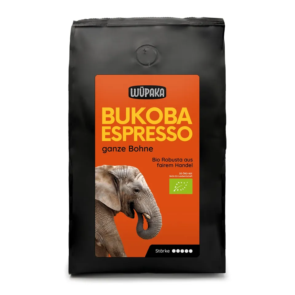 WÜPAKA Bukoba Espresso ganze Bohnen 500g bio kräftig