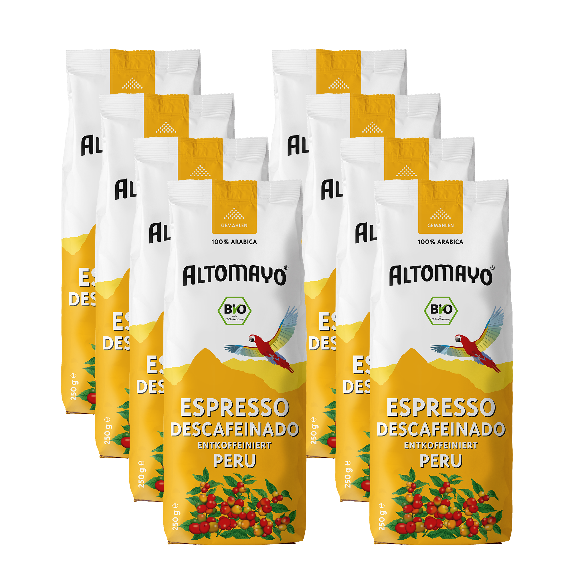 Altomayo Bio-Entkoffeiniert Espresso gemahlen 8 x 250 g